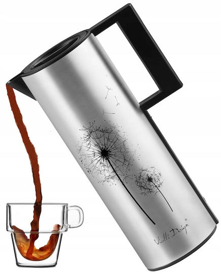 Vialli Design Corto Stainless Steel Thermos Bottle Jug 1L Grey