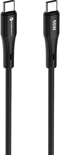 Forcell F-energy USB 2.0 Cable USB-C male - USB-C 60W Μαύρο 1m
