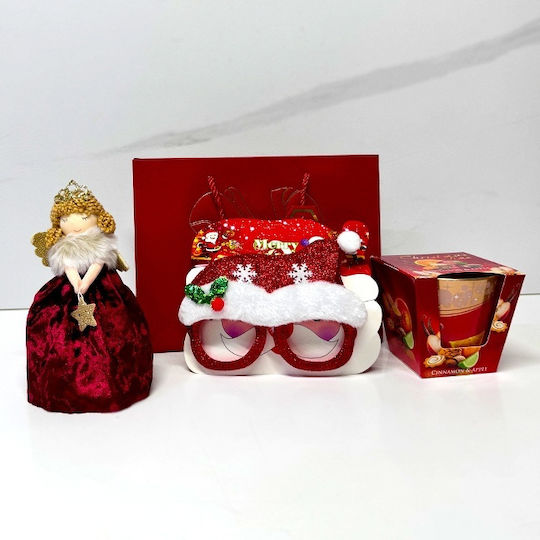 Pachet Secret Santa Ornament Înger Lumânare Parfumată De Sezon Ochelari Amuzanți Tematici În Sac Cadou