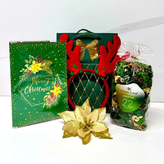 Pachet Secret Santa Bentita Cu Coarne De Cerb Card Muzical De Crăciun Figurina Decorativă De Crăciun Flori Uscate Parfumate În Sac Tematic