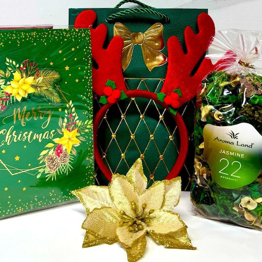Pachet Secret Santa Bentita Cu Coarne De Cerb Card Muzical De Crăciun Figurina Decorativă De Crăciun Flori Uscate Parfumate În Sac Tematic