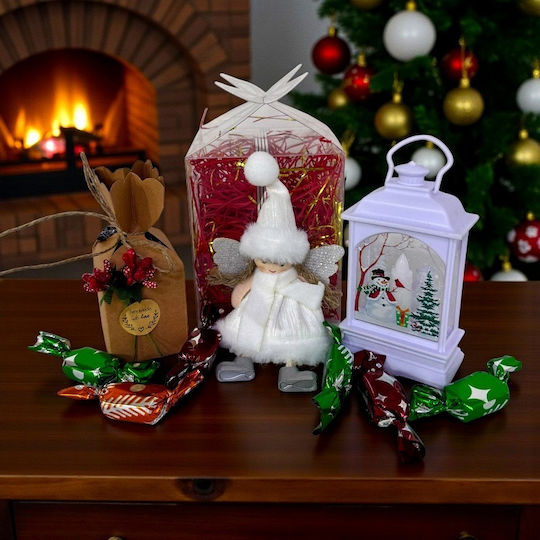 Pachet Secret Santa Om De Zăpadă Felinar Lumină Decorațiune Înger Decorativ Copac De Crăciun Bomboane În Cutie Transparentă Albă