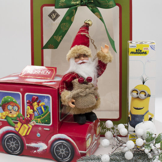 Pachet Cadou De Crăciun Merry Christmas Minions Parfum Pentru Copii 200 Ml Cutie De Bomboane Roshen Figurină Decorativă Moș Crăciun Ornament Ramură Brad De Crăciun