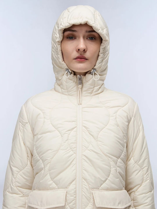 Γυναικείο Μπουφάν για Χειμώνα Beige Dimity, Εκρου