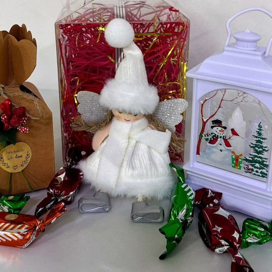Pachet Secret Santa Om De Zăpadă Felinar Lumină Decorațiune Înger Decorativ Copac De Crăciun Bomboane În Cutie Transparentă Albă