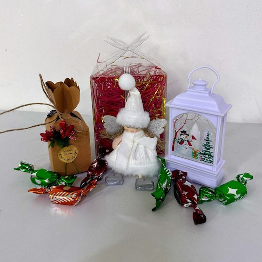 Pachet Secret Santa Om De Zăpadă Felinar Lumină Decorațiune Înger Decorativ Copac De Crăciun Bomboane În Cutie Transparentă Albă