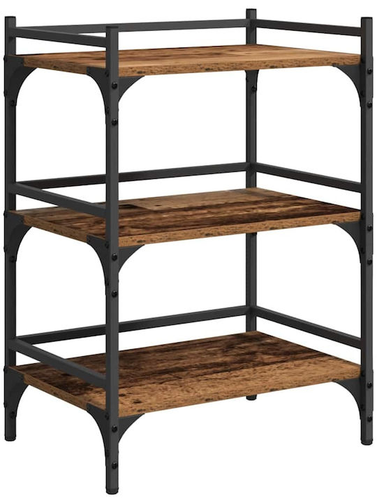 vidaXL Wooden Kitchen Trolley 3 Tiers Brown 50x35x75.5cm