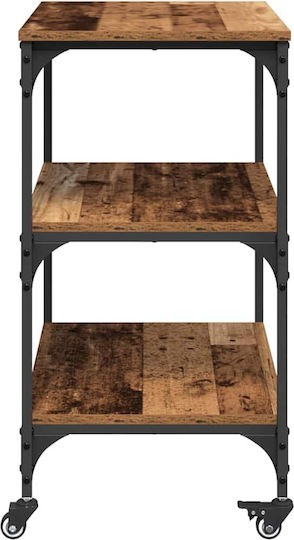 vidaXL Troleu De Bucătărie Din Lemn Cu 3 Locuri Maro 60x41x76cm