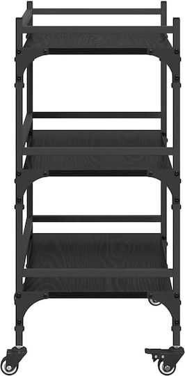 vidaXL vidaXL Küchenwagen Hölzernes 3 Ebenen Schwarz 50x35x75.5cm