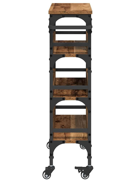 vidaXL Wooden Kitchen Trolley 4 Tiers Brown 53x20x76cm