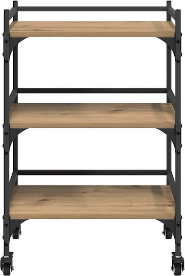 vidaXL Τρόλεϊ Κουζίνας Ξύλινο 3 Θέσεων Καφέ 50x35x75.5cm