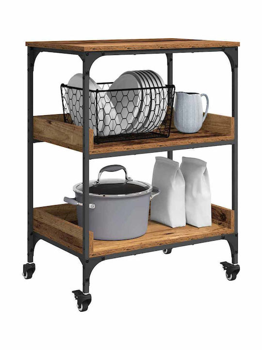 vidaXL Kitchen Trolley Wooden Brown 60x41x80.5cm
