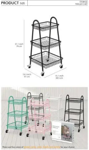 ForHome Металик Кухненско Тролейче 3 Позиции Бяло 45x30.5x77см