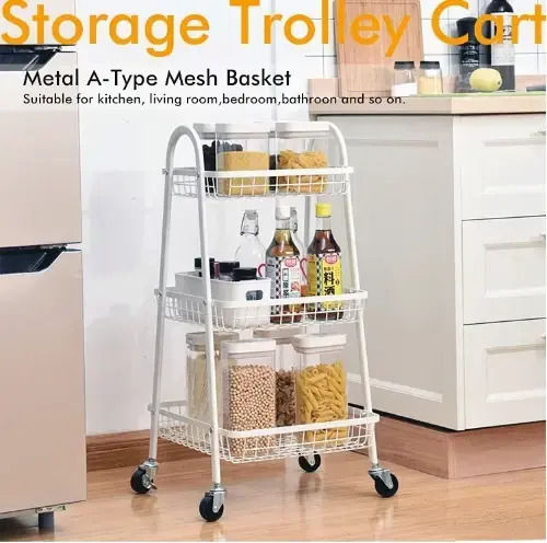 ForHome Металик Кухненско Тролейче 3 Позиции Бяло 45x30.5x77см