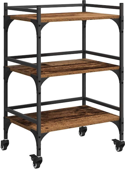 vidaXL Τρόλεϊ Κουζίνας Ξύλινο 3 Θέσεων Καφέ 50x35x75.5cm