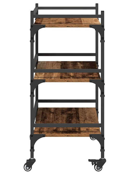 vidaXL Wooden Kitchen Trolley 3 Tiers Brown 50x35x75.5cm