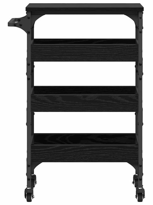 vidaXL Wooden Kitchen Trolley 4 Tiers Black 53x20x76cm