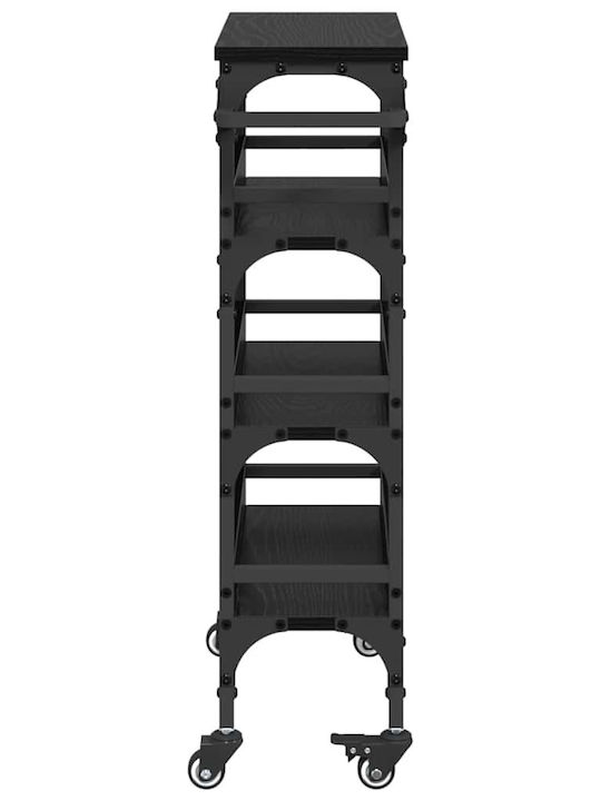 vidaXL Wooden Kitchen Trolley 4 Tiers Black 53x20x76cm