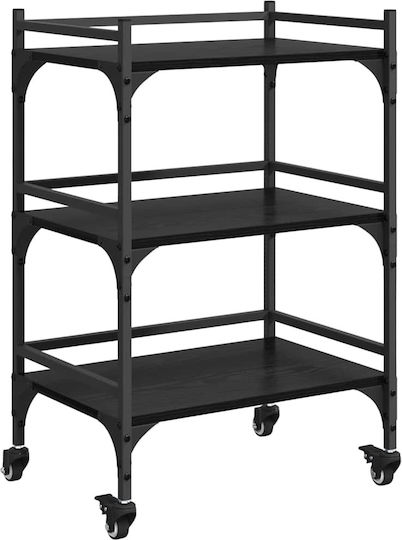 vidaXL vidaXL Küchenwagen Hölzernes 3 Ebenen Schwarz 50x35x75.5cm