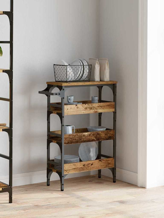 vidaXL Wooden Kitchen Trolley 4 Tiers Brown 53x20x76cm