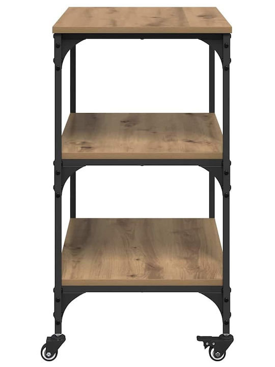 vidaXL Wooden Kitchen Trolley 3 Tiers Brown 60x41x76cm