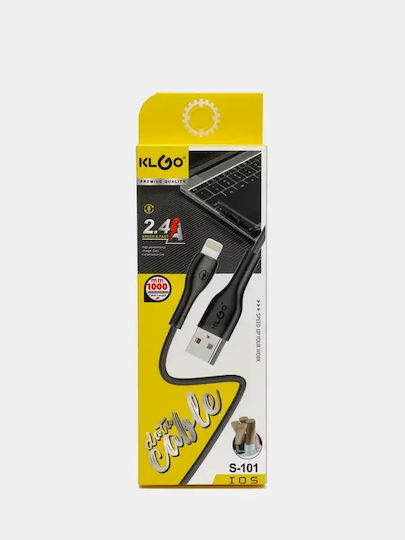 KLGO Редовна USB-A към Lightning кабел Черен