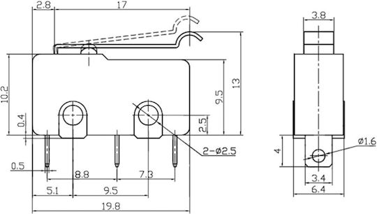 Micro Switch Snap Action Spdt Roller Simulation 5a/250vac On On