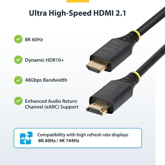 StarTech HDMI 2.1 Ultra High Speed 48Gbps 4K 120Hz HDR VRR Cable HDMI Male - HDMI Male 0.5m Black
