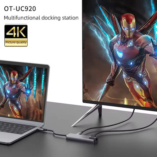 ATC OT-UC920 USB-C Docking Station mit HDMI 4K PD Ethernet Gray