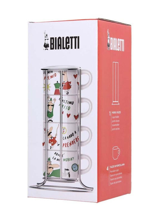 Bialetti Σετ Φλιτζάνια Cappuccino από Πορσελάνη Λευκά 4τμχ