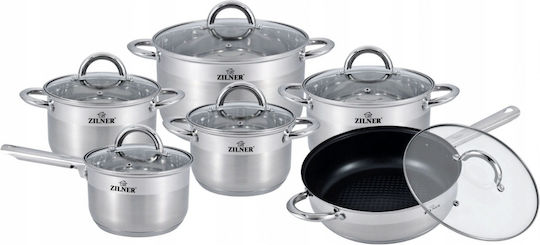 Zilner Cookware Set Made of Stainless Steel with Non-Stick Coating 12 Pieces