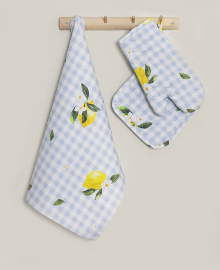 Nima Lemon Tree Handtuch aus 100% Baumwolle in Blau Farbe 40x60cm