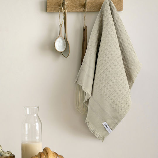 Nima Honeycomb Handtuch aus 100% Baumwolle in Braun Farbe 40x60cm