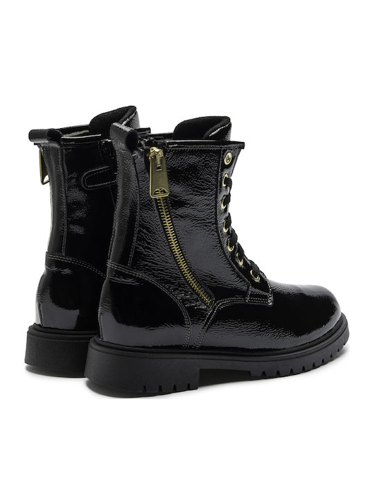 Leather Kids Boots with Zipper Black