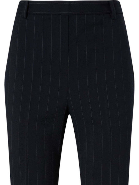 Pita Women's High-waisted Fabric Trousers Striped Black