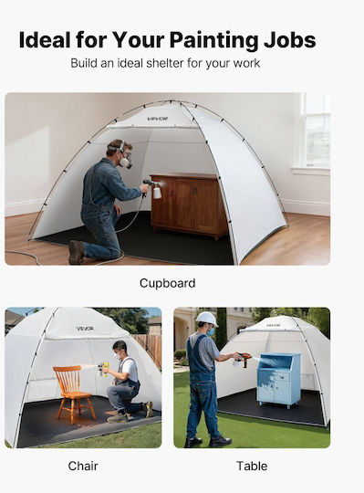 Portable Paint Booth Vevor Paint Booth Station 2950 X 2920 X 2020mm Spray Canopy Integrated Floor Mesh Large Space Paint Booths Spray Oxford Cabinets Chairs Tables
