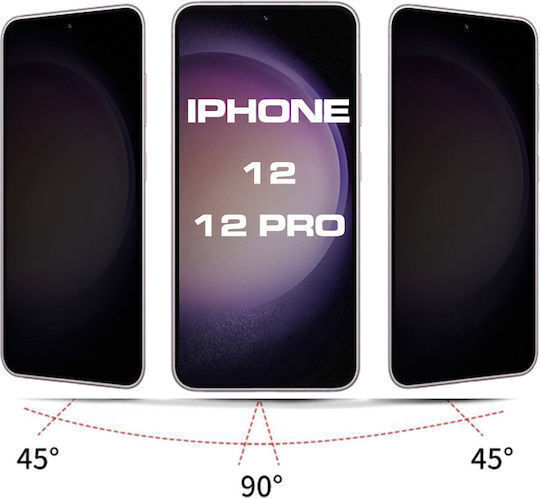 ANTISPY 0.3мм Пълно лепило Поверителност Закалено стъкло за цялото лице Черен (iPhone 12 / 12 Pro) DBX1658928