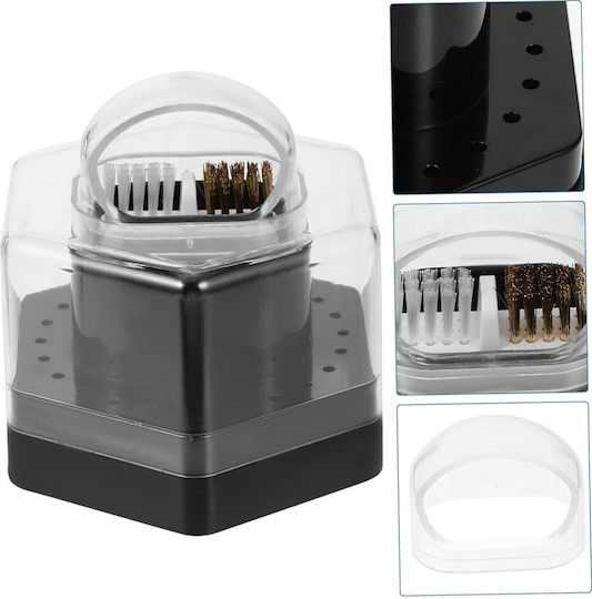 Box 24 Slots Nail Drill Bits & Cleaning Brush Black