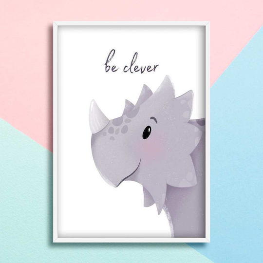 Kids Framed Wall Painting With Dinosaur Be Clever 30x40cm