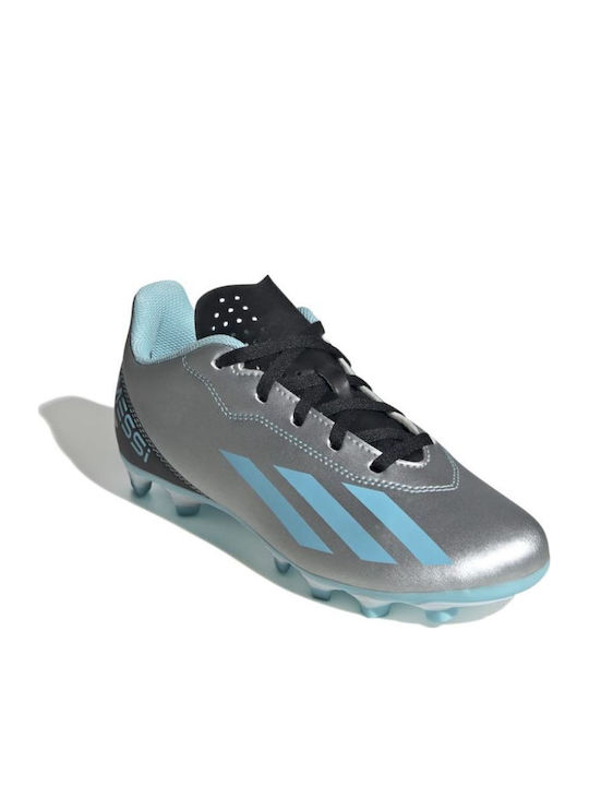 Παιδικά Ποδοσφαιρικά Παπούτσια X Crazyfast Messi.4 με Τάπες Ασημί
