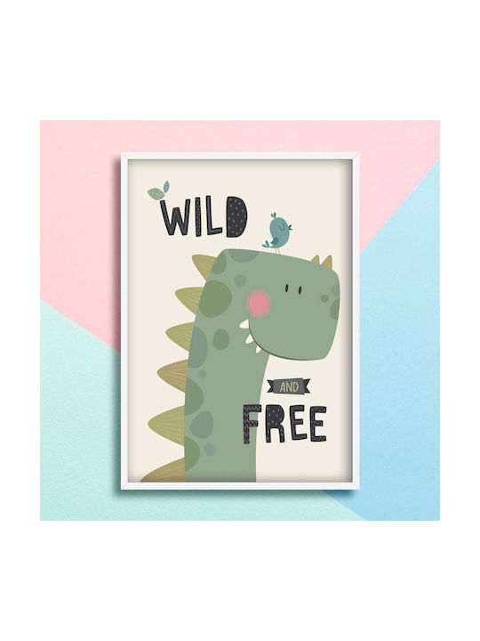 Kids Framed Wall Painting Dinosaur 30x40cm