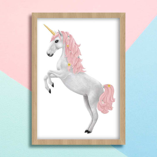 Kids Framed Wall Painting Unicorn 30x40cm