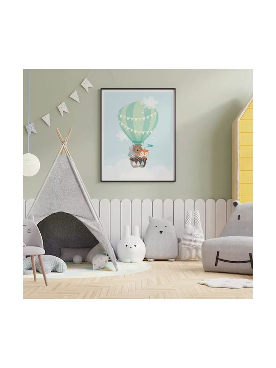 Kids Framed Wall Painting Hot air balloon 30x40cm