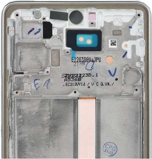 Screen Display with Touch Mechanism and Frame for SAMSUNG A53 A536 (Silver)