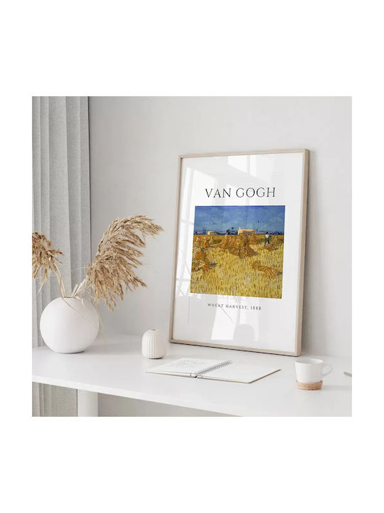 Poster Van Gogh Wheat Harvest Art097 30cm X 40cm Κορνίζα Σκούρο Φυσικό Ξύλου Καφέ