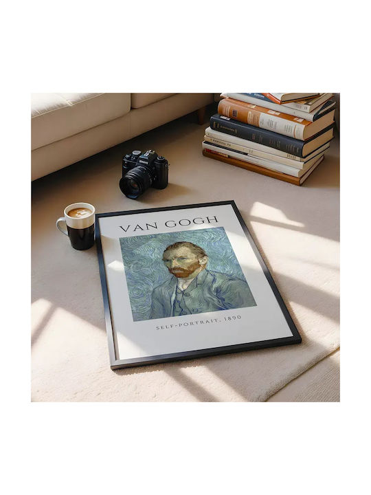 Poster Van Gogh Self-Portrait Art005 30cm X 40cm Frame Dark Natural Wood Brown
