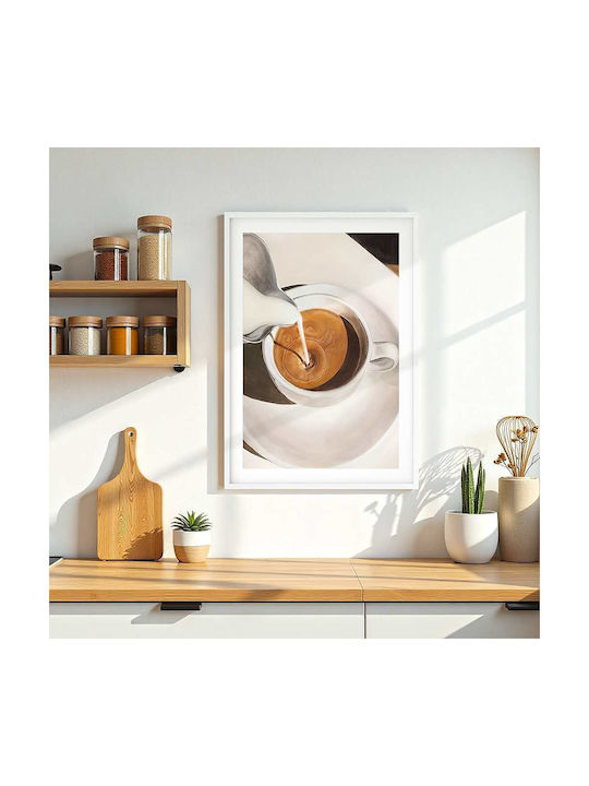 Poster Cappuccino Coffee Pst25333 50cm X 70cm Κορνίζα Σκούρο Φυσικό Ξύλου Καφέ