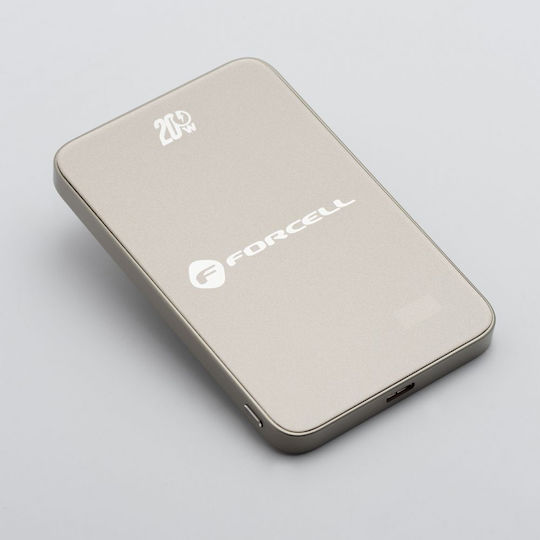 Forcell F-Energy F5K8 MagSafe Power Bank 5000mAh 15W με Θύρα USB-C Power Delivery / Quick Charge Μπεζ