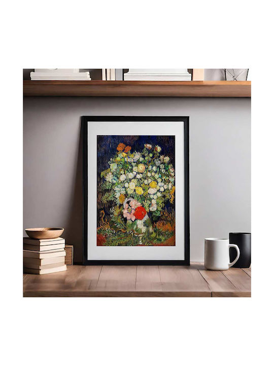 Poster Bouquet Flowers Art115 30cm X 40cm Κορνίζα Σκούρο Φυσικό Ξύλου Καφέ