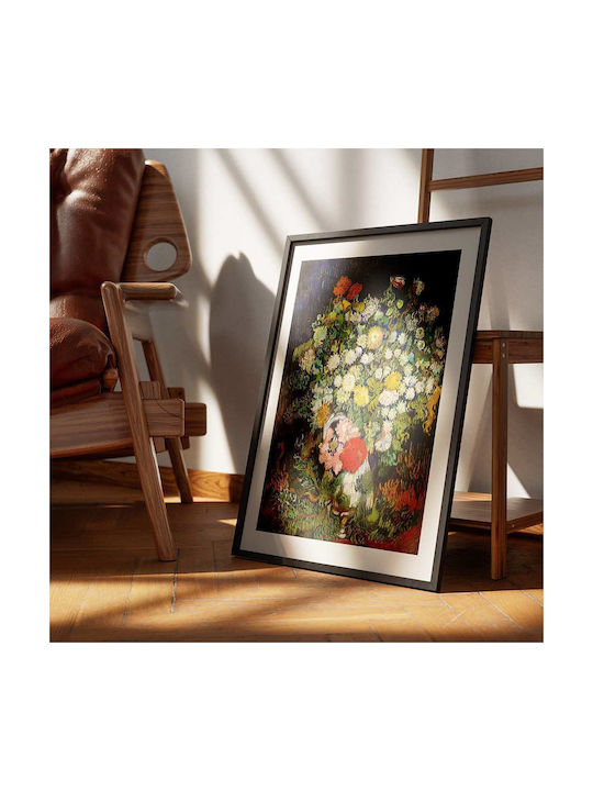 Poster Bouquet Flowers Art115 30cm X 40cm Κορνίζα Σκούρο Φυσικό Ξύλου Καφέ